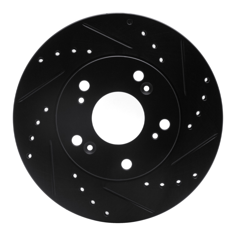 Acura RSX Brake Rotor (1) - Front Right - R1 Concepts - Drilled & Slotted - Black - `02-`15